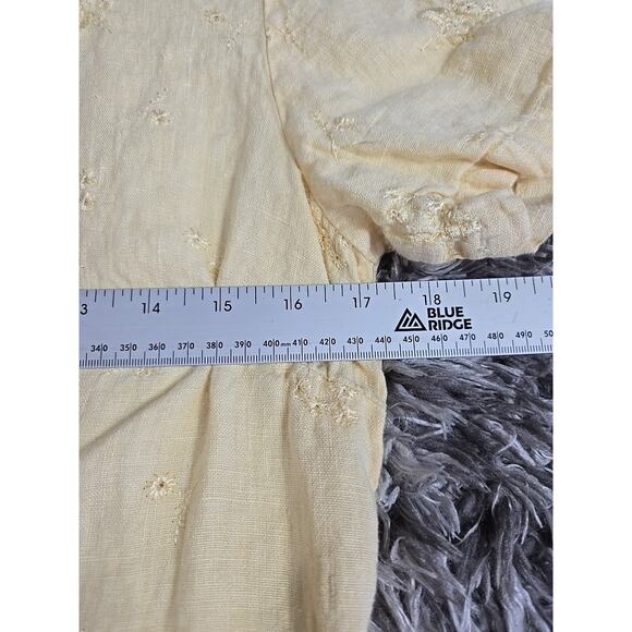 VTG Museum USA Yellow Womens Cottagecore 100% Linen Button Down Dress Sz M - Picture 4 of 6